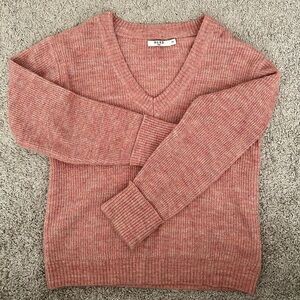 Women's Pink V-Neck Sweater